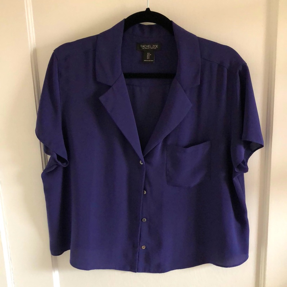 Rachel Zoe cropped button down blouse